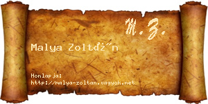 Malya Zoltán névjegykártya